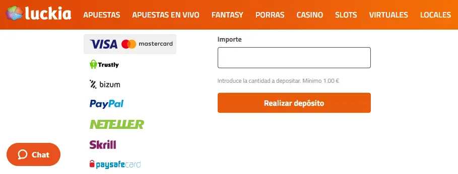 Metodi di pagamento Luckia scommesse sportive online