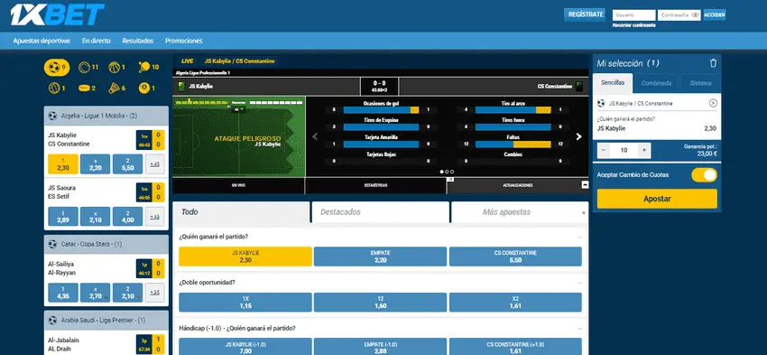 1xbet scommesse live
