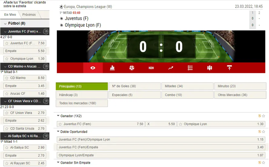 scommesse live Sportium