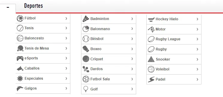 sport disponibili