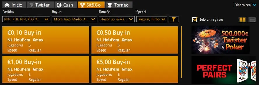 Sit&Go sportium
