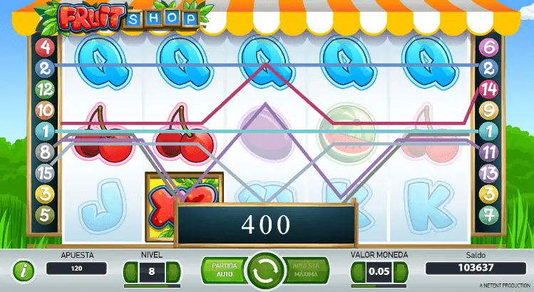 linee di pagamento del negozio di frutta