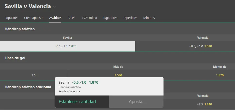 handicap asiatico -0.5,1.0