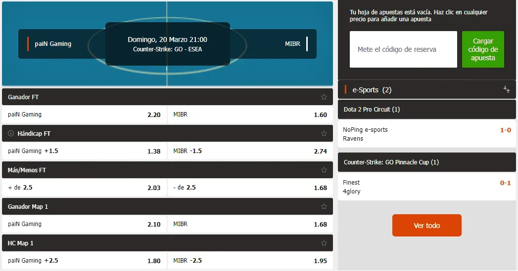 scommesse vs quote counter-strike CSGO