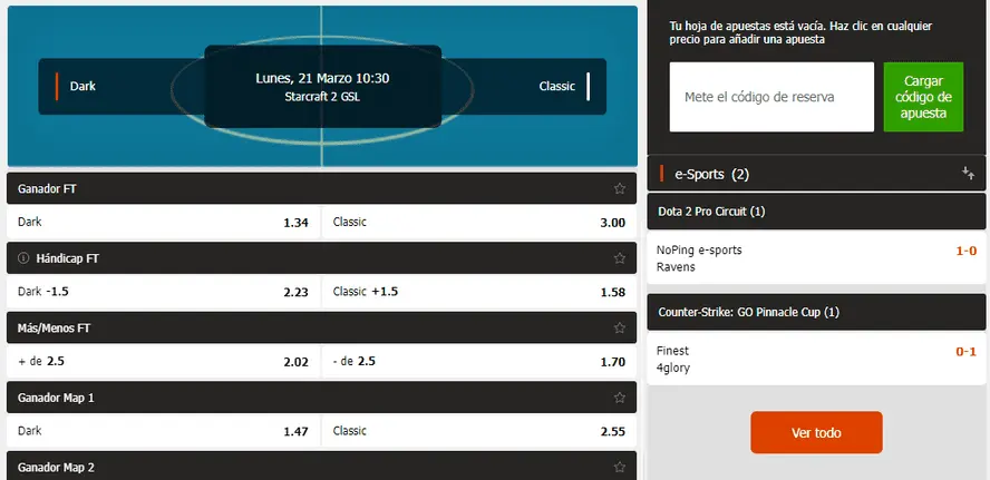 Scommesse e quote di Starcraft 2