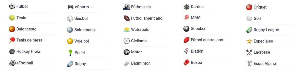 sport disponibili a Pastón