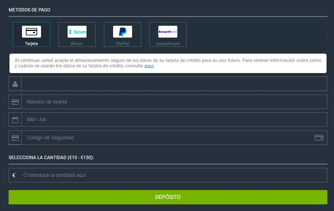 metodi di pagamento di yosports